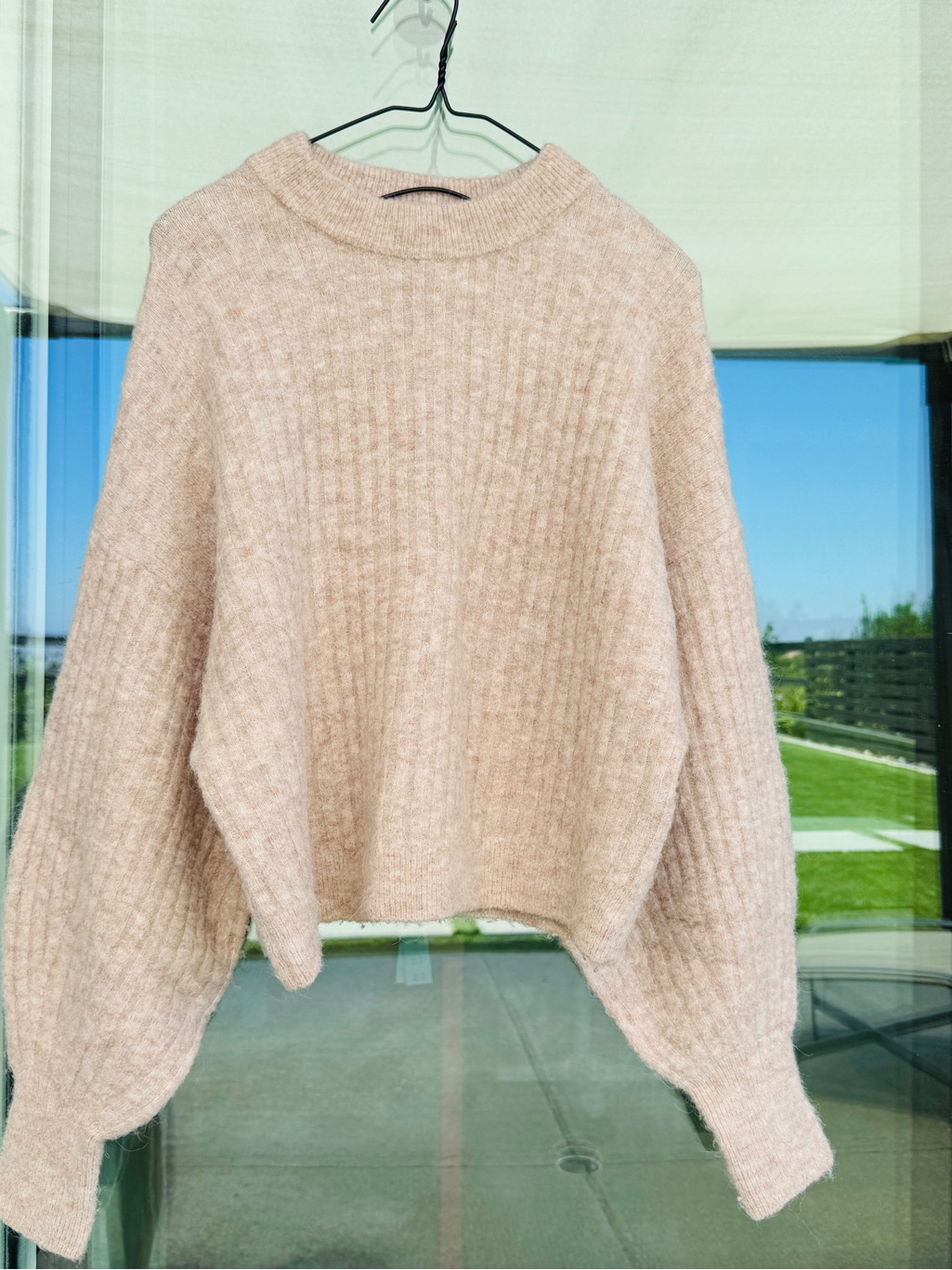 & Other Stories Alpaca Blend Sweater Ballon Sleeves Light Beige